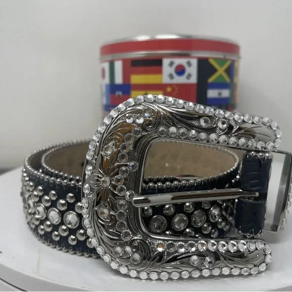 Accessories | Bb Simon Belt Clear Ice Crystal Black Silver  display picture 1